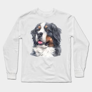 Bernese Mountain Dog Watercolor Art Long Sleeve T-Shirt